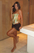 White Fox Cha Cha Knit Mini Skirt Chocolate