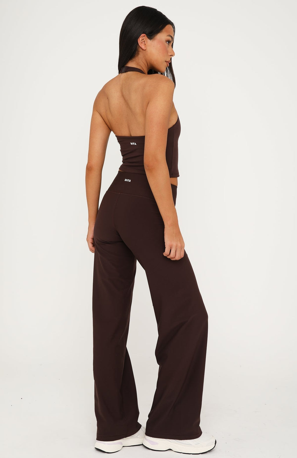 White Fox Crushing Wide Leg Leggings Dark Chocolate