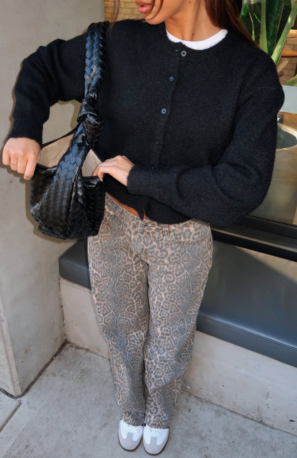 White Fox Warm Whispers Knit Cardigan Black