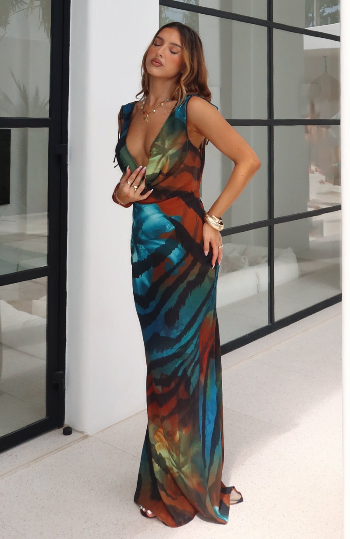 White Fox Amore Maxi Dress Teal Mirage