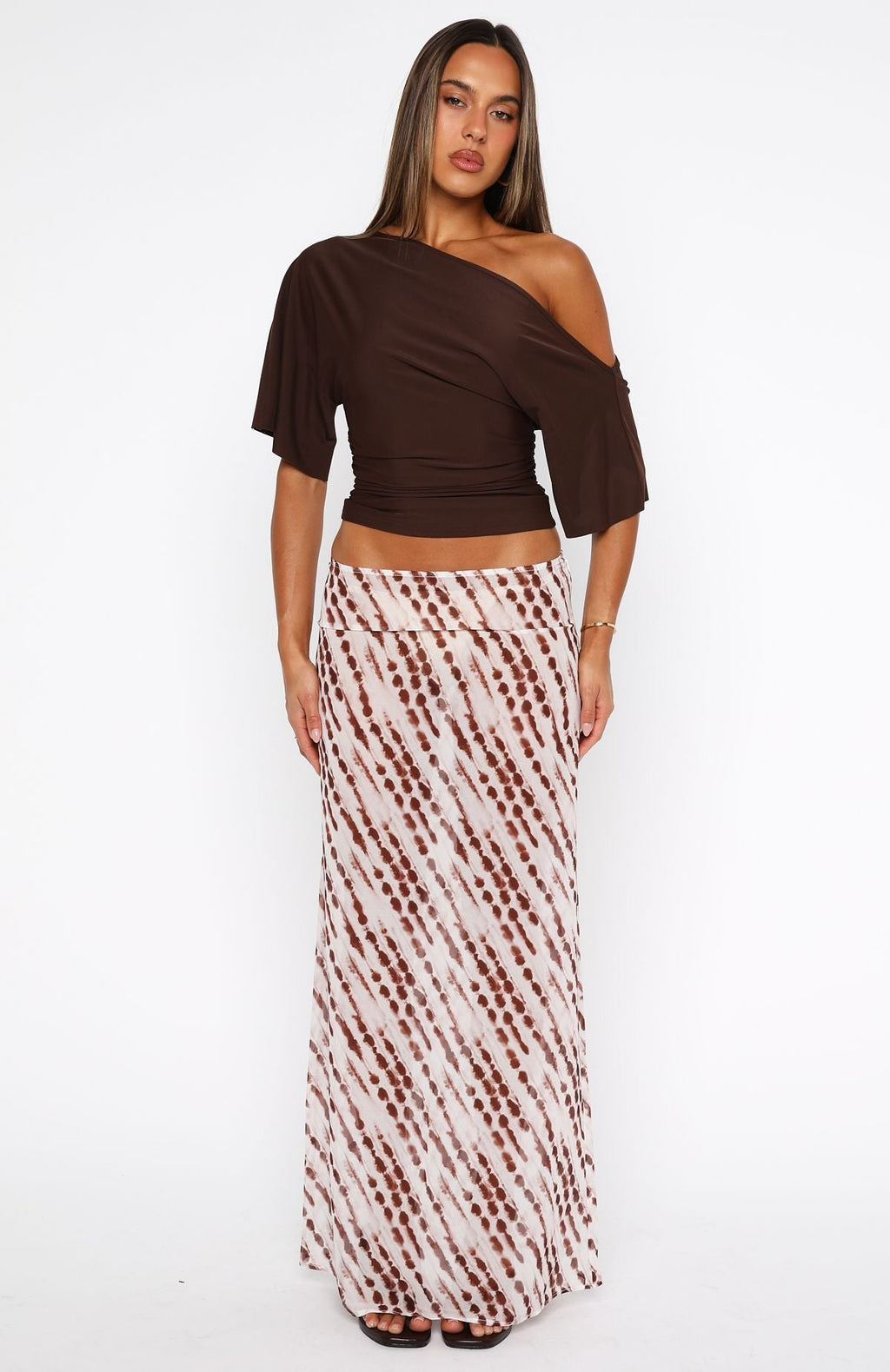White Fox Sunday Strolls Maxi Skirt Espresso Mist