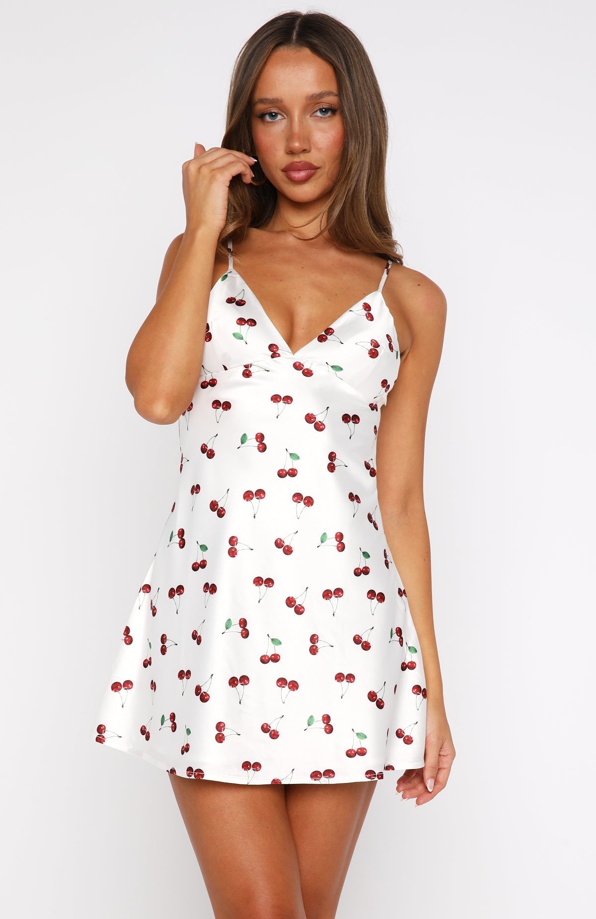 White Fox Let's Get Going Mini Dress Cherry