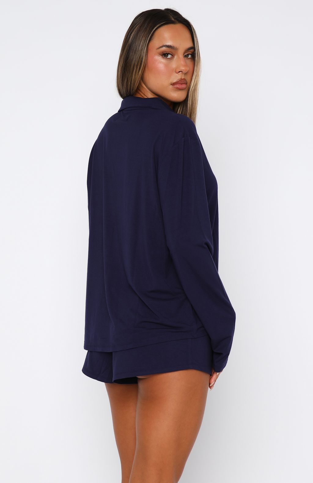 White Fox Dreamscape Long Sleeve Pyjama Set Navy