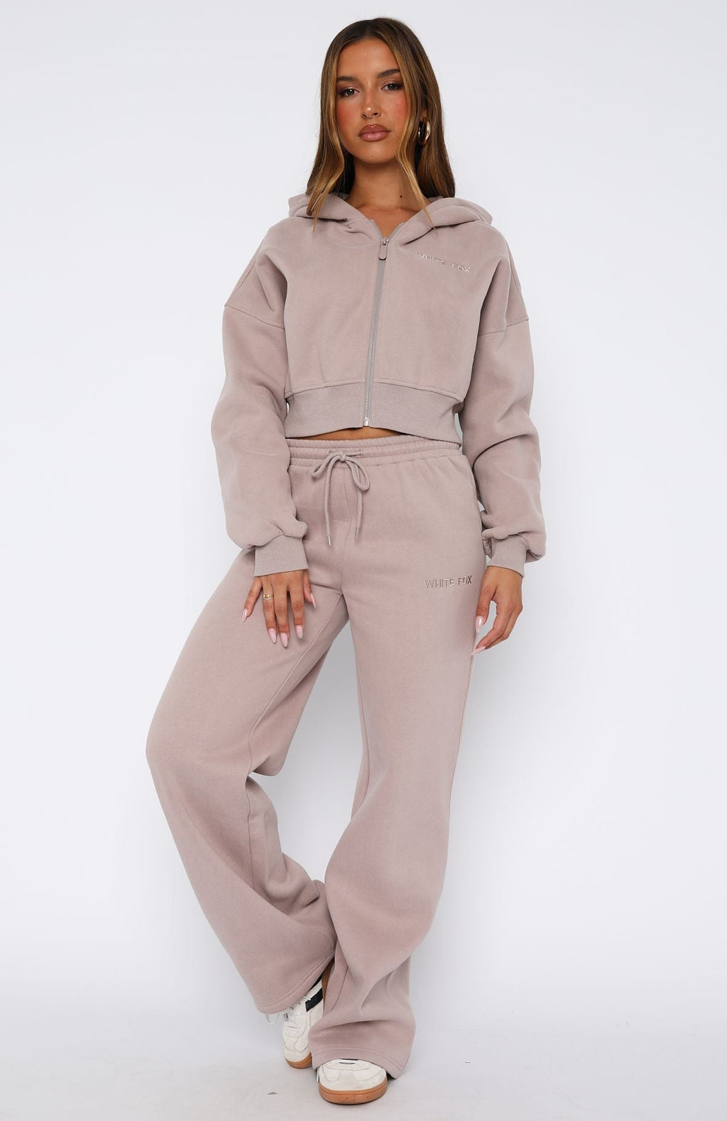 White Fox Stay Lifted Wide Leg Sweatpants Cinnamon