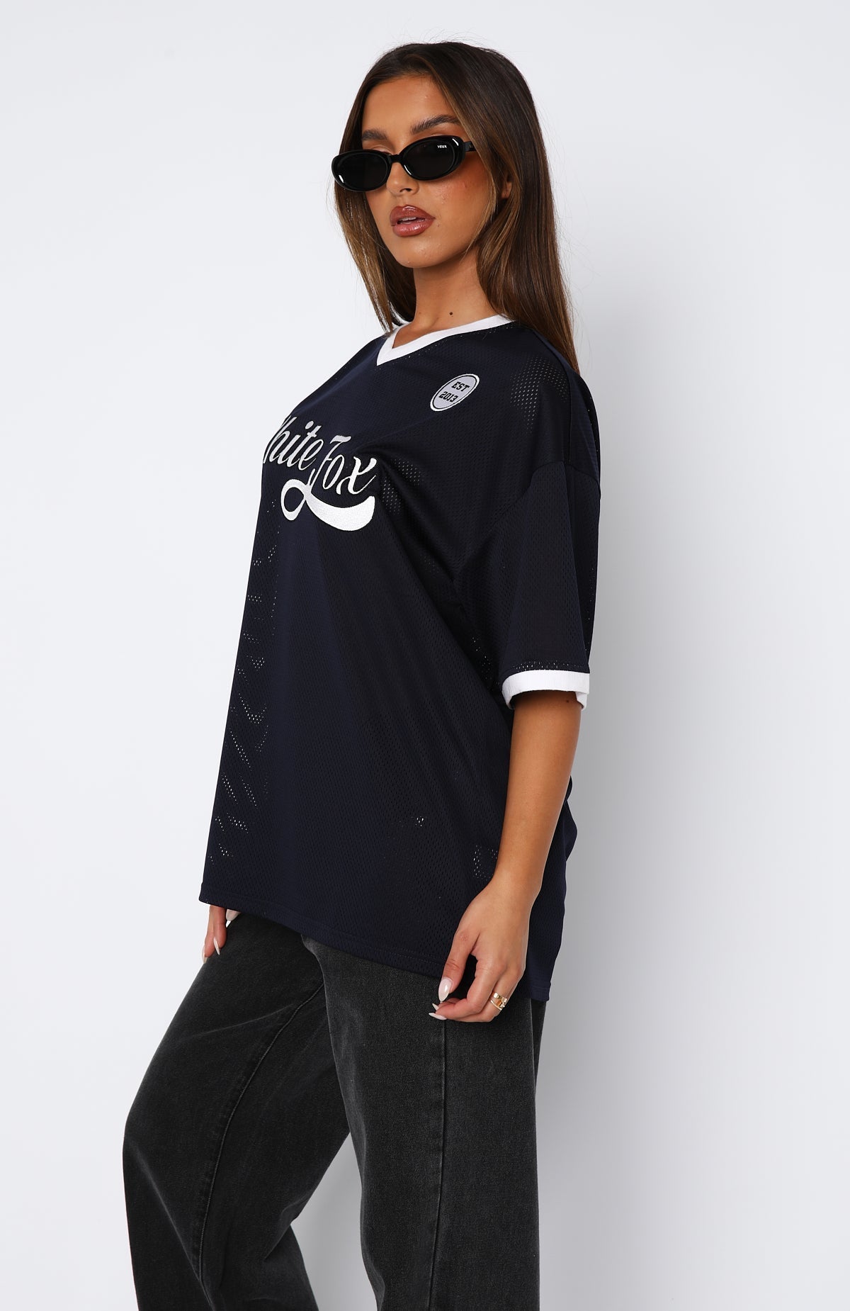White Fox Hit A Home Run Oversized Jersey Navy