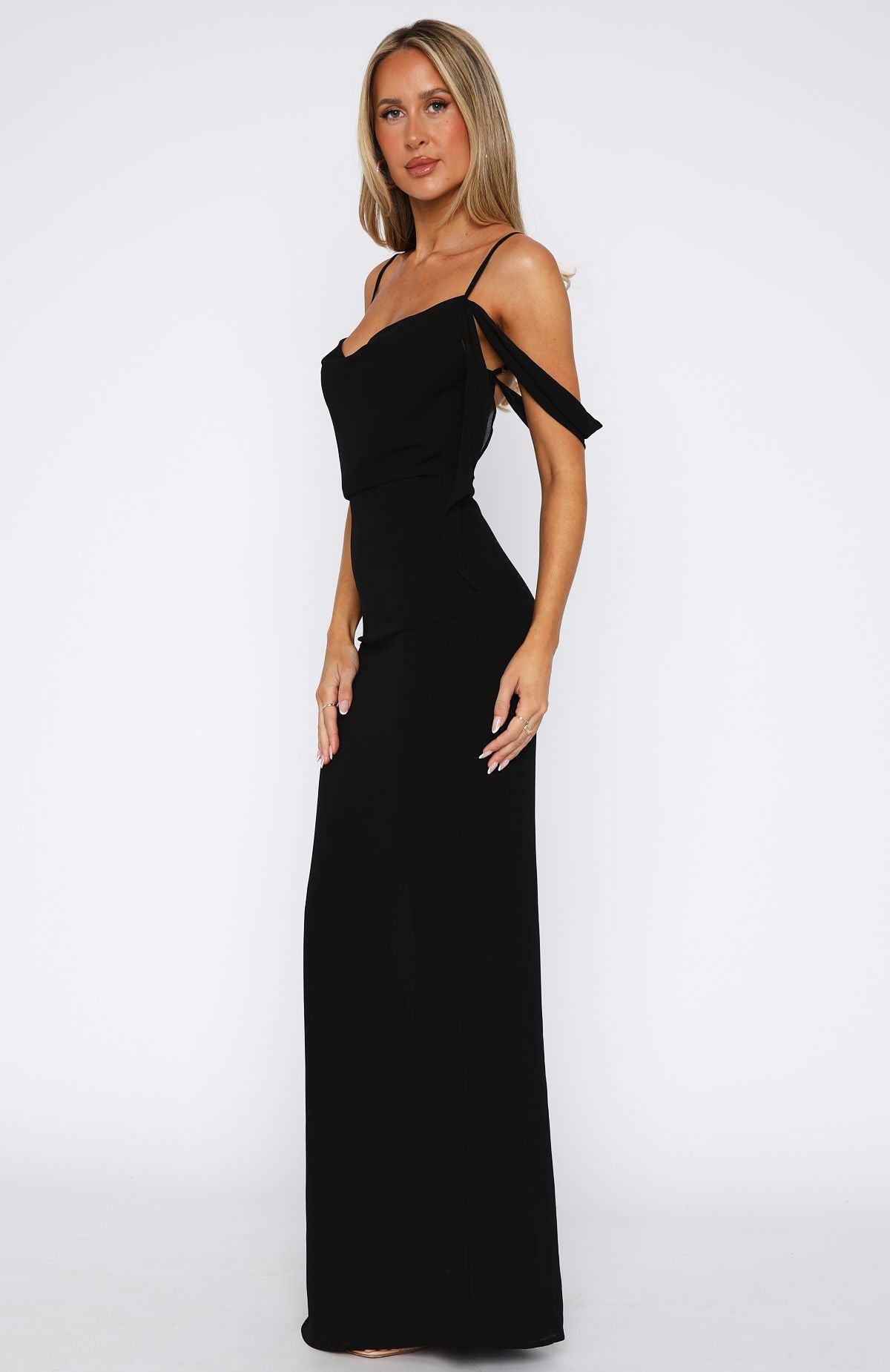 White Fox Love Blossoms Maxi Dress Black