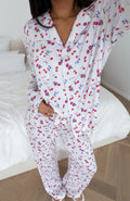 White Fox Pillow Talk Printed Long Sleeve Pyjama Set White Berries