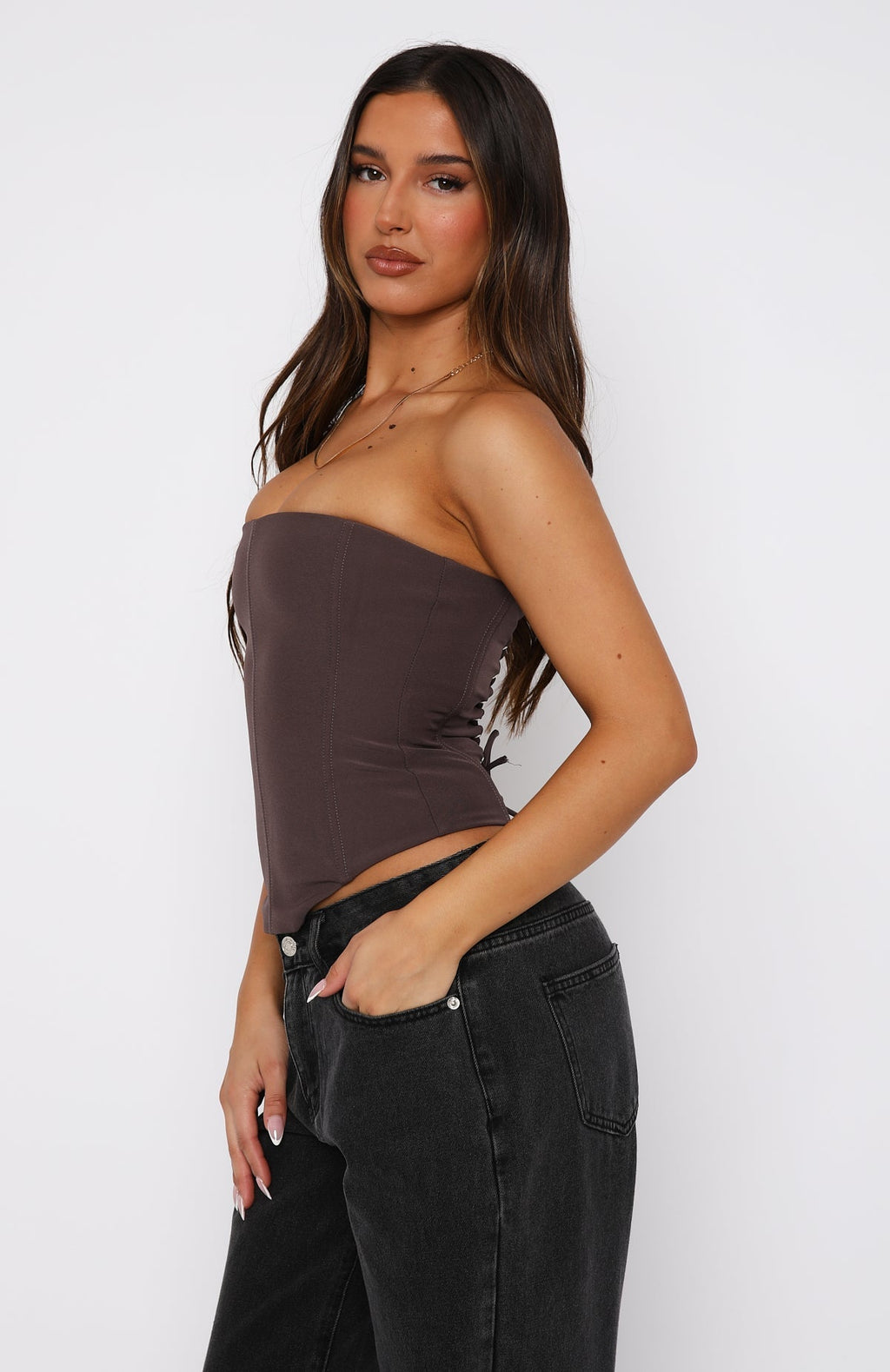 White Fox Let It Go Strapless Bustier Chocolate