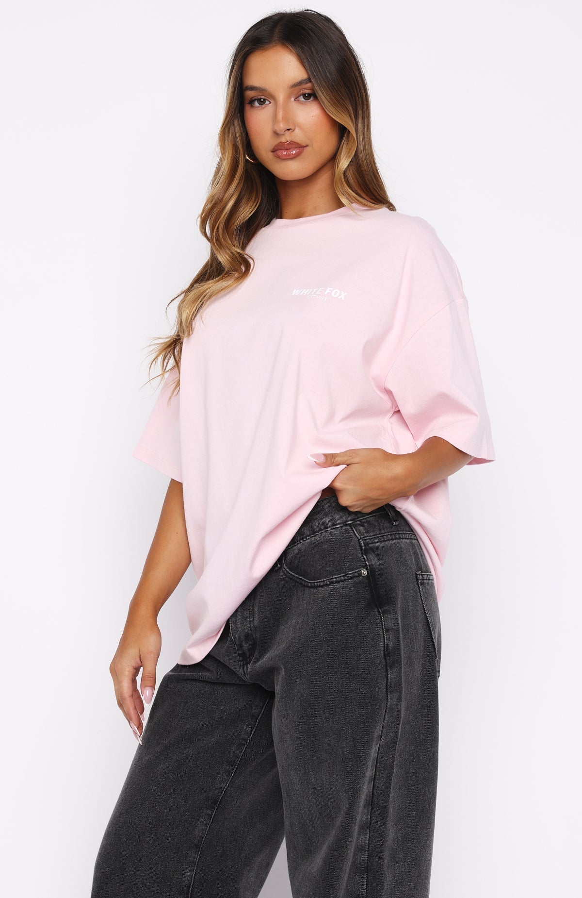 White Fox Non Negotiable Oversized Tee Pink