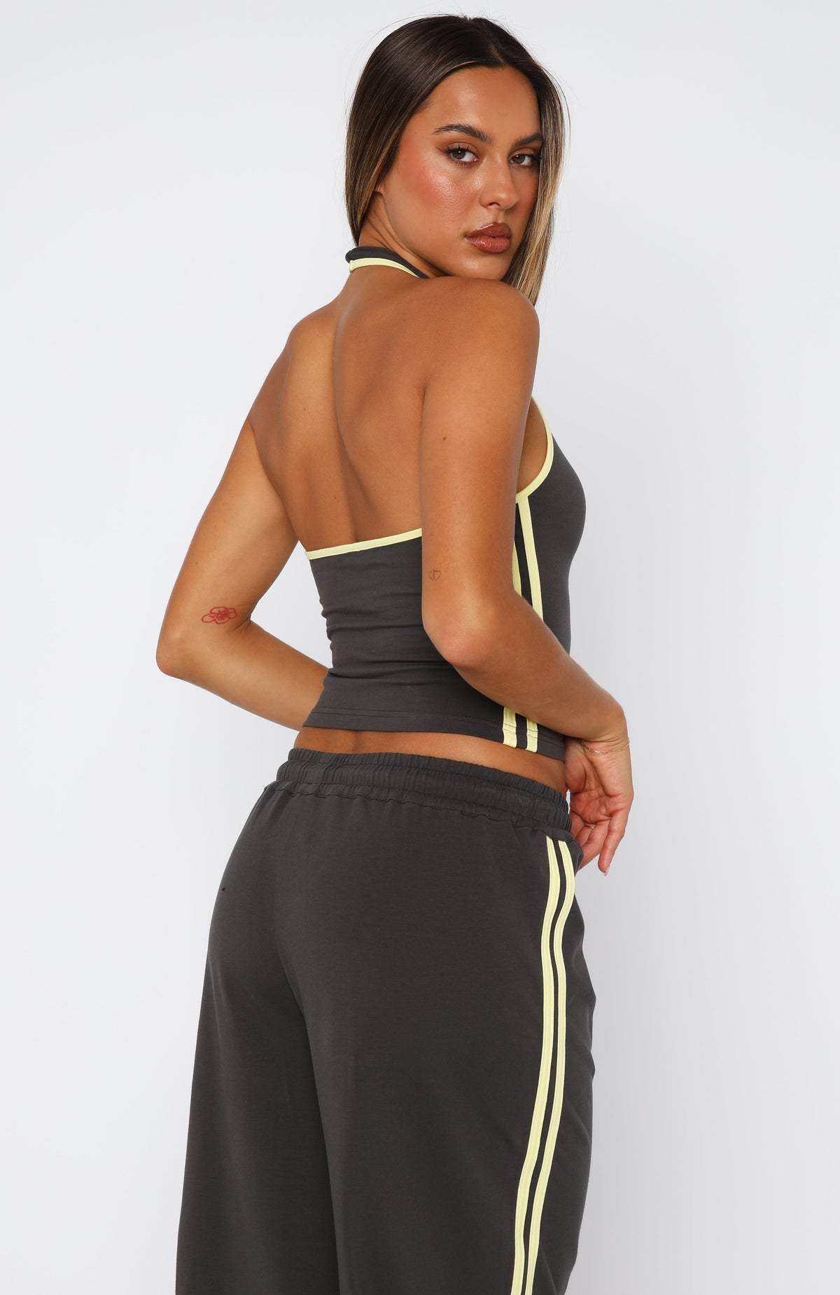 White Fox Star Of The Night Halter Top Charcoal