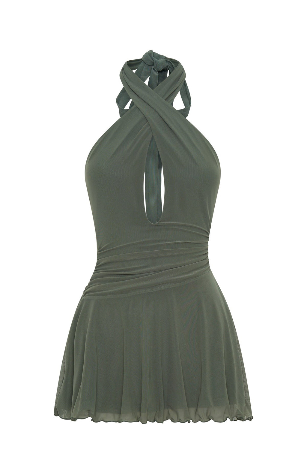 White Fox Golden Nights Mini Dress Olive