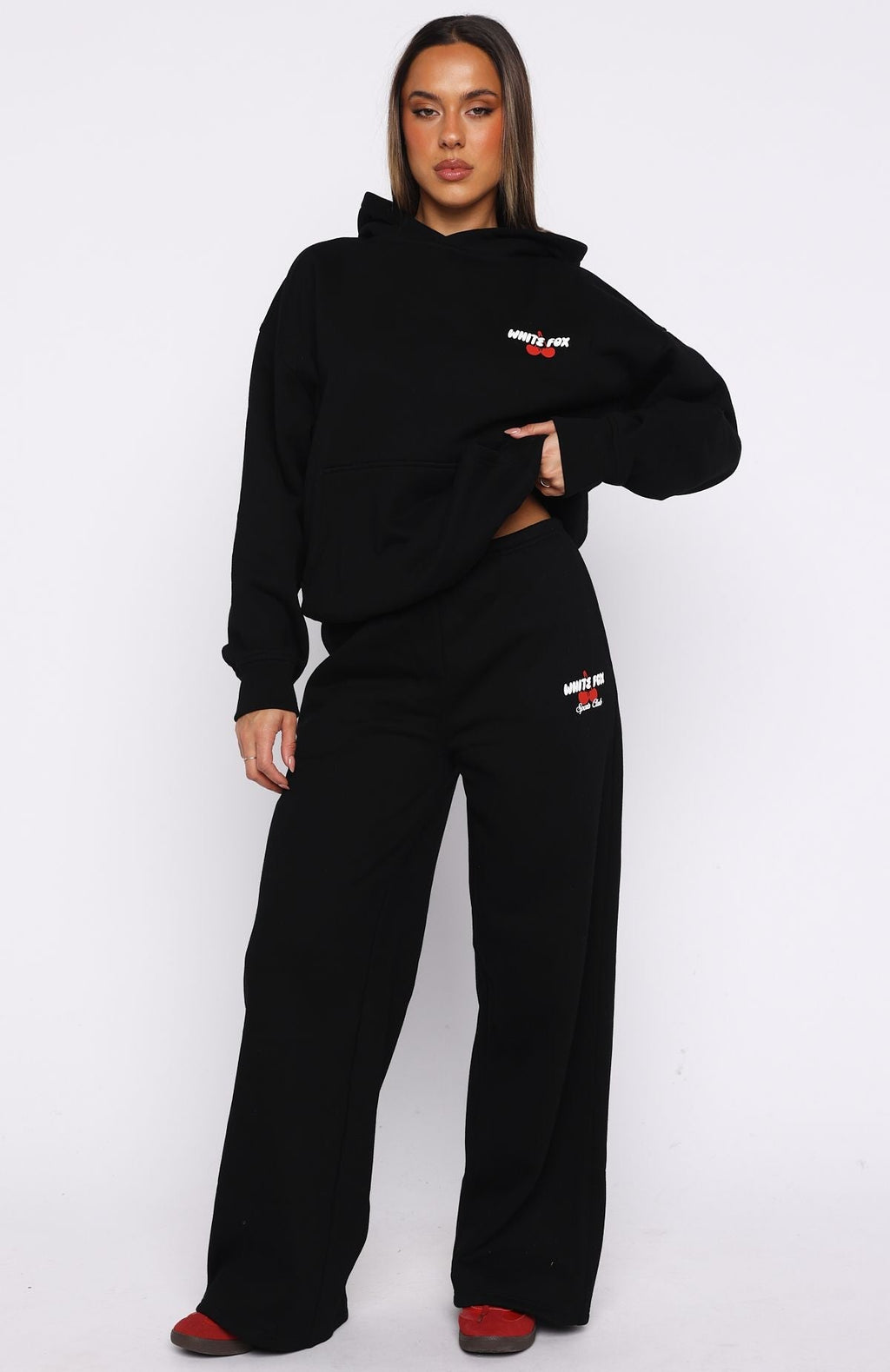 White Fox Club 14 Cassie Wide Leg Sweatpants Black