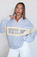 White Fox Show Yourself Zip Front Sweater Dark Grey Marle