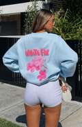 White Fox With Love & Romance Oversized Sweater Baby Blue