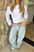 White Fox Bring The Style Low Rise Wide Leg Jeans Glacier Blue Wash