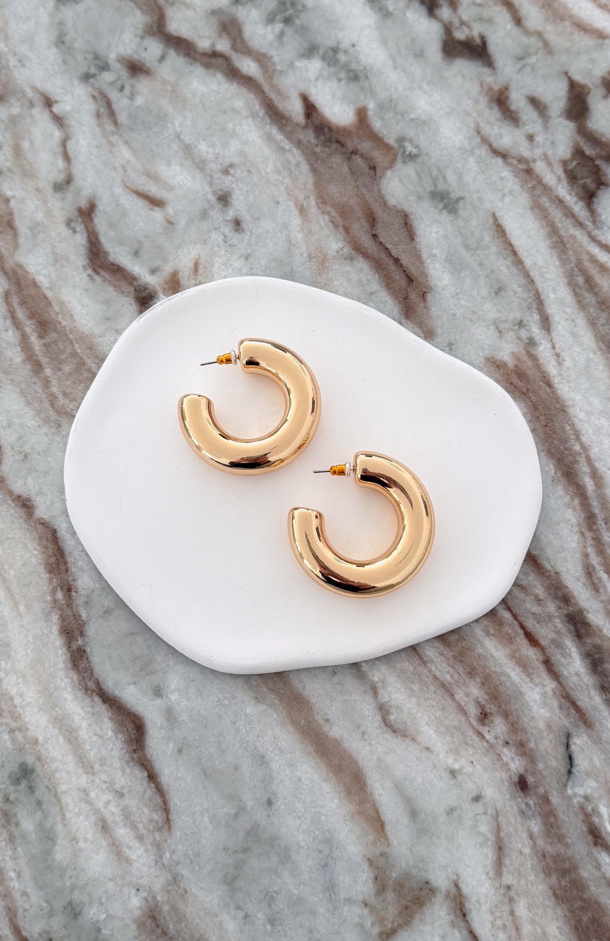 White Fox Sebastian Hoop Earrings Gold