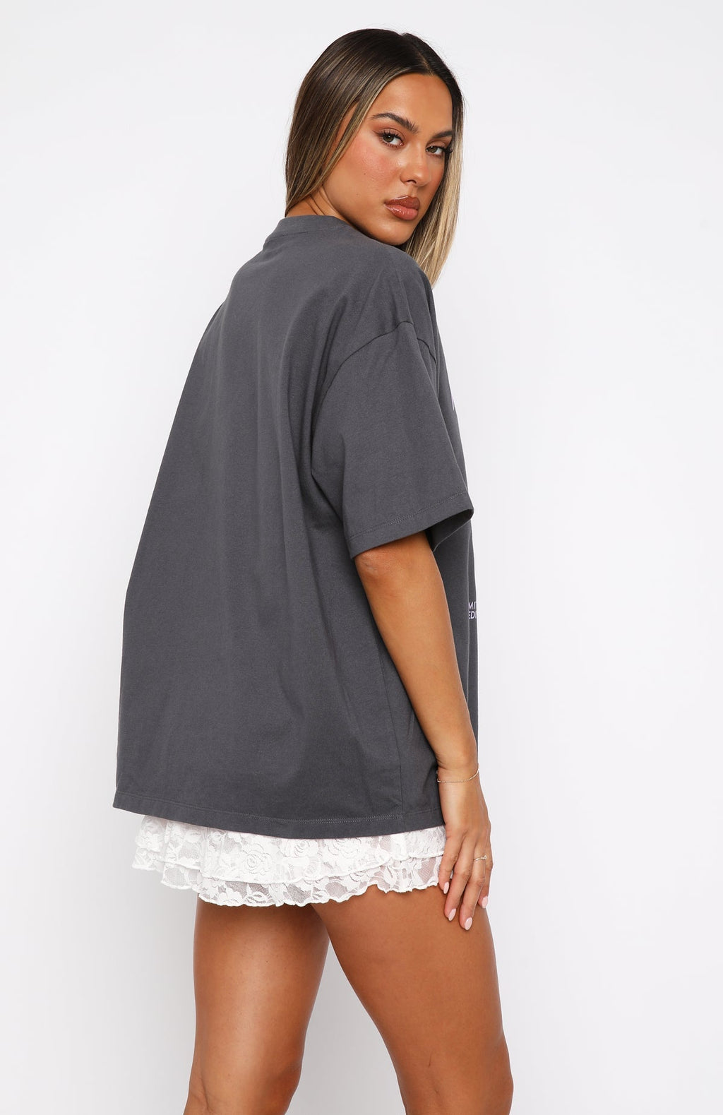 White Fox With Love Forever Oversized Tee Volcanic