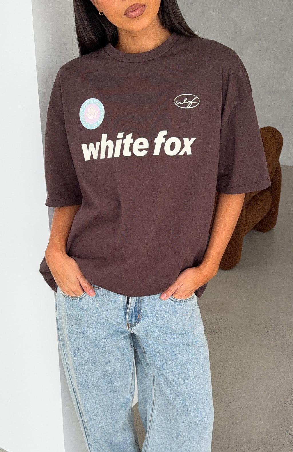 White Fox No Matter What Happens Oversized Tee Chocolate