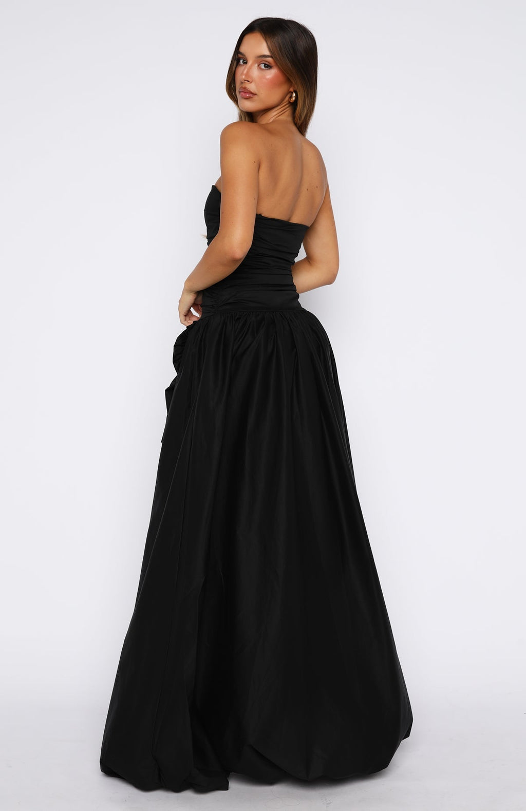 White Fox Keep My Promise Strapless Maxi Dress Black