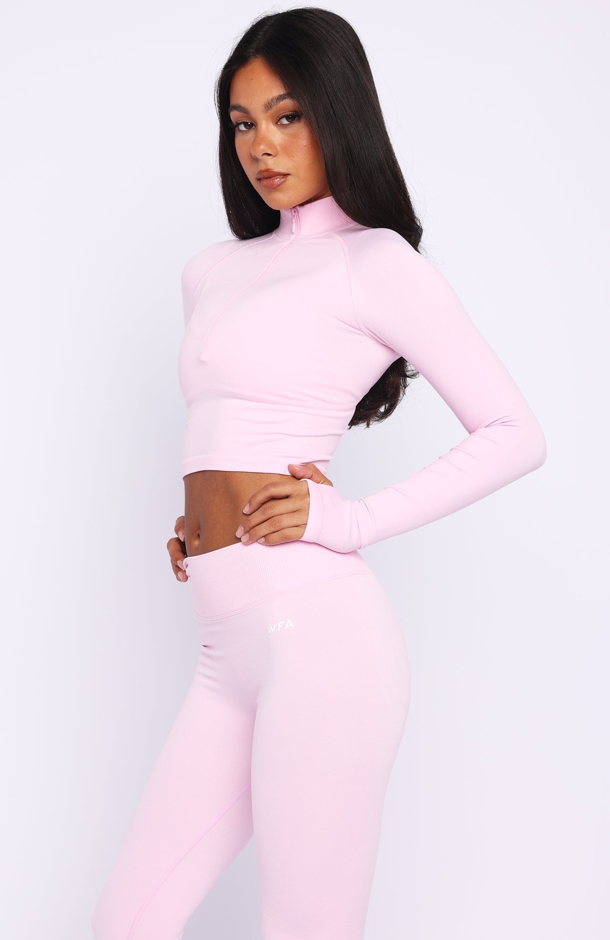 White Fox Stride Seamless Zip Long Sleeve Marshmallow
