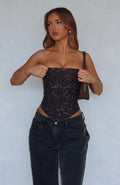 White Fox Let It Go Strapless Bustier Midnight Leopard