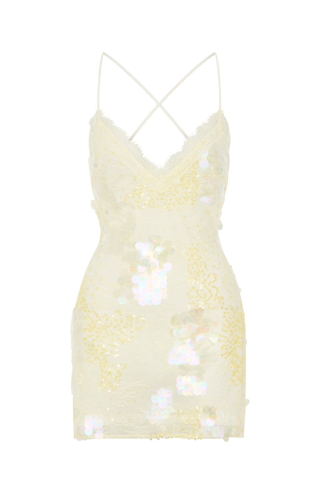 White Fox Sunset Swoon Sequin Mini Dress Lemon