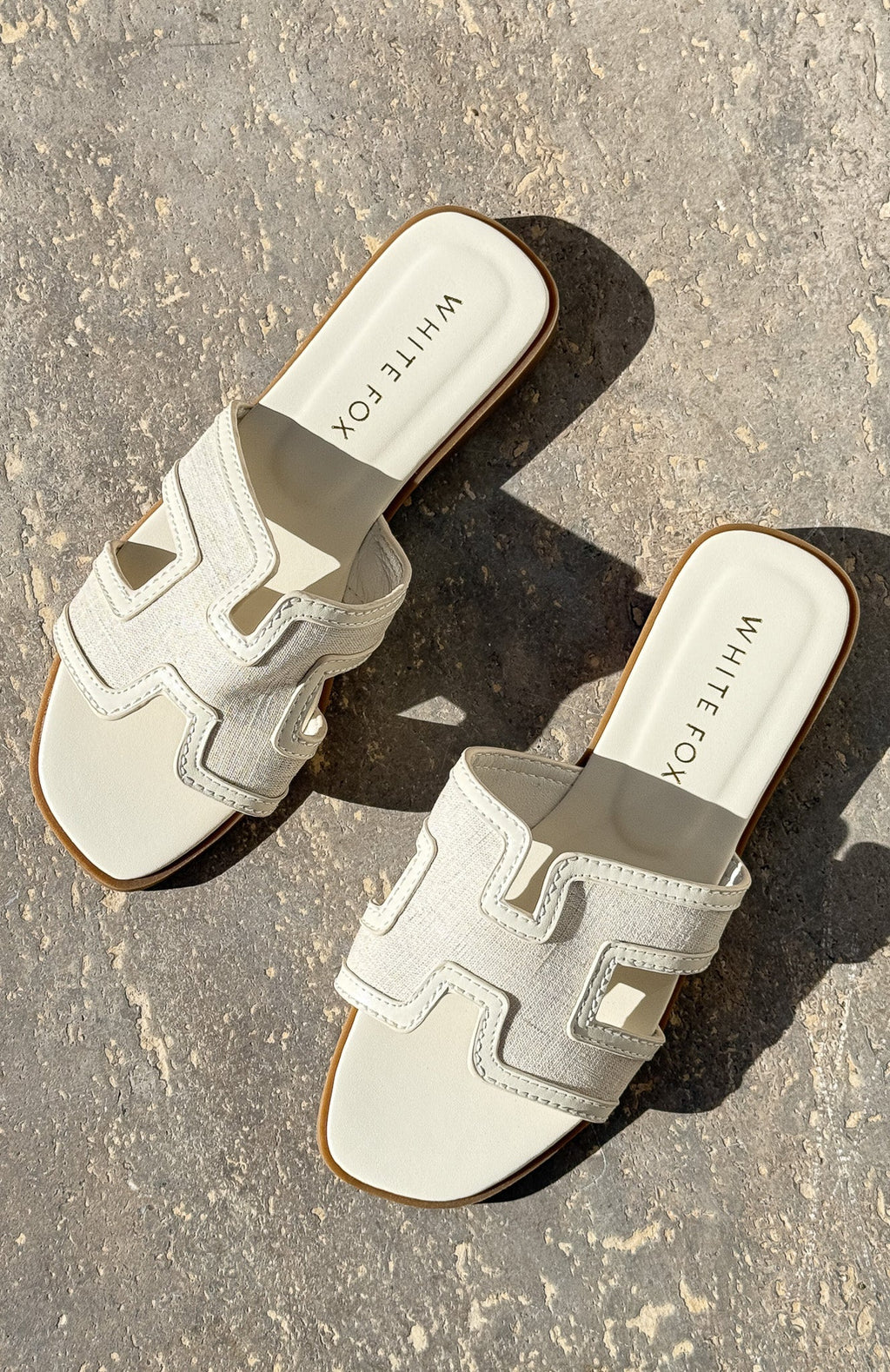 White Fox Sophia Canvas Sandals Cream/Natural