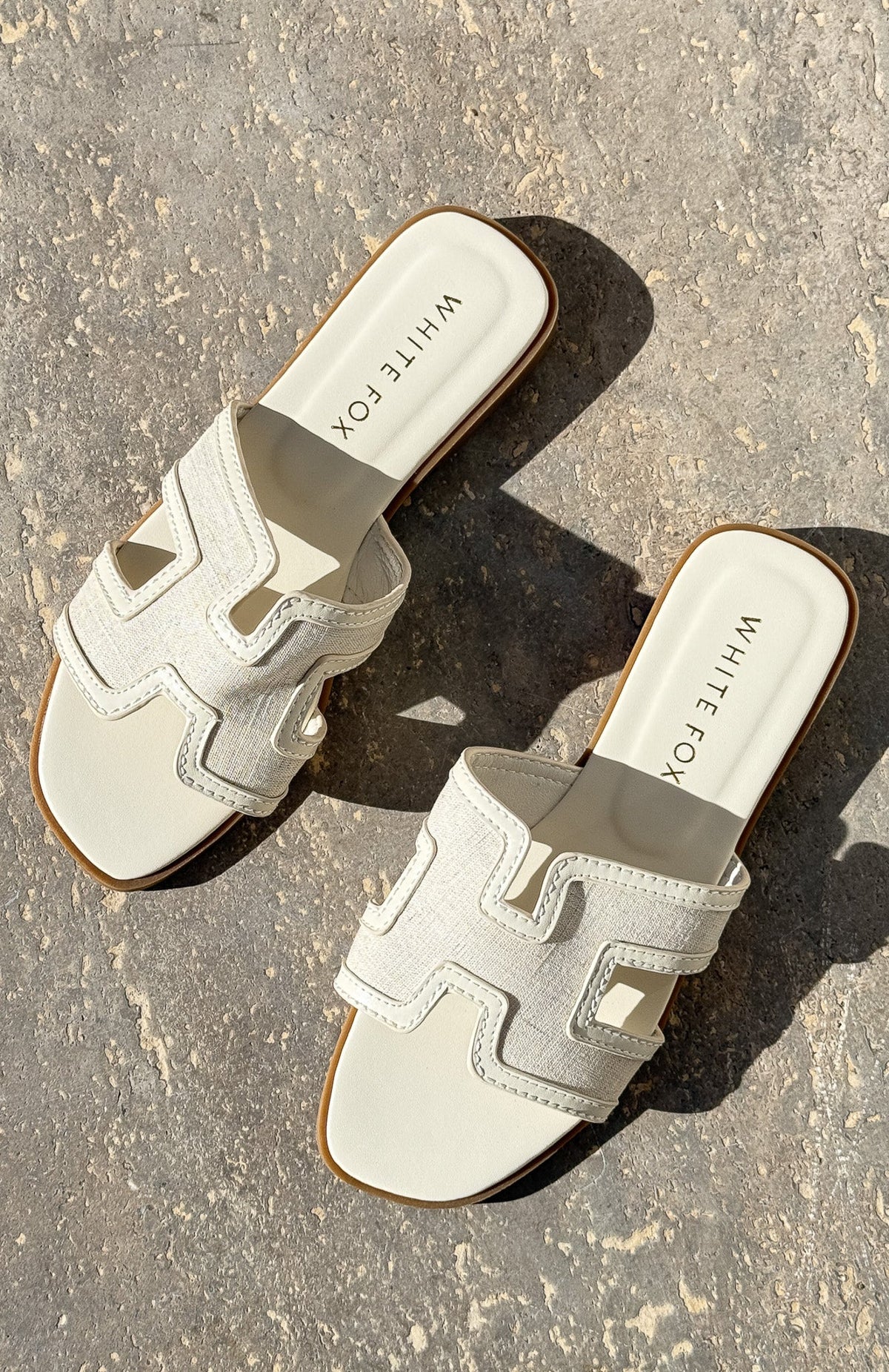 White Fox Sophia Canvas Sandals Cream/Natural