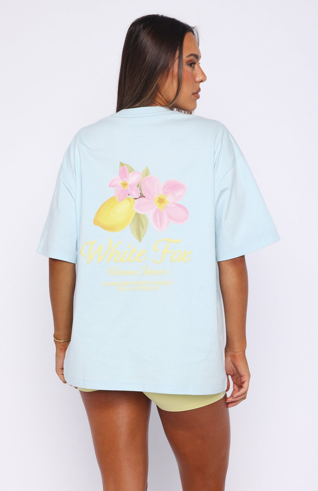 White Fox Verano Sixteen Azurra Oversized Tee Blue