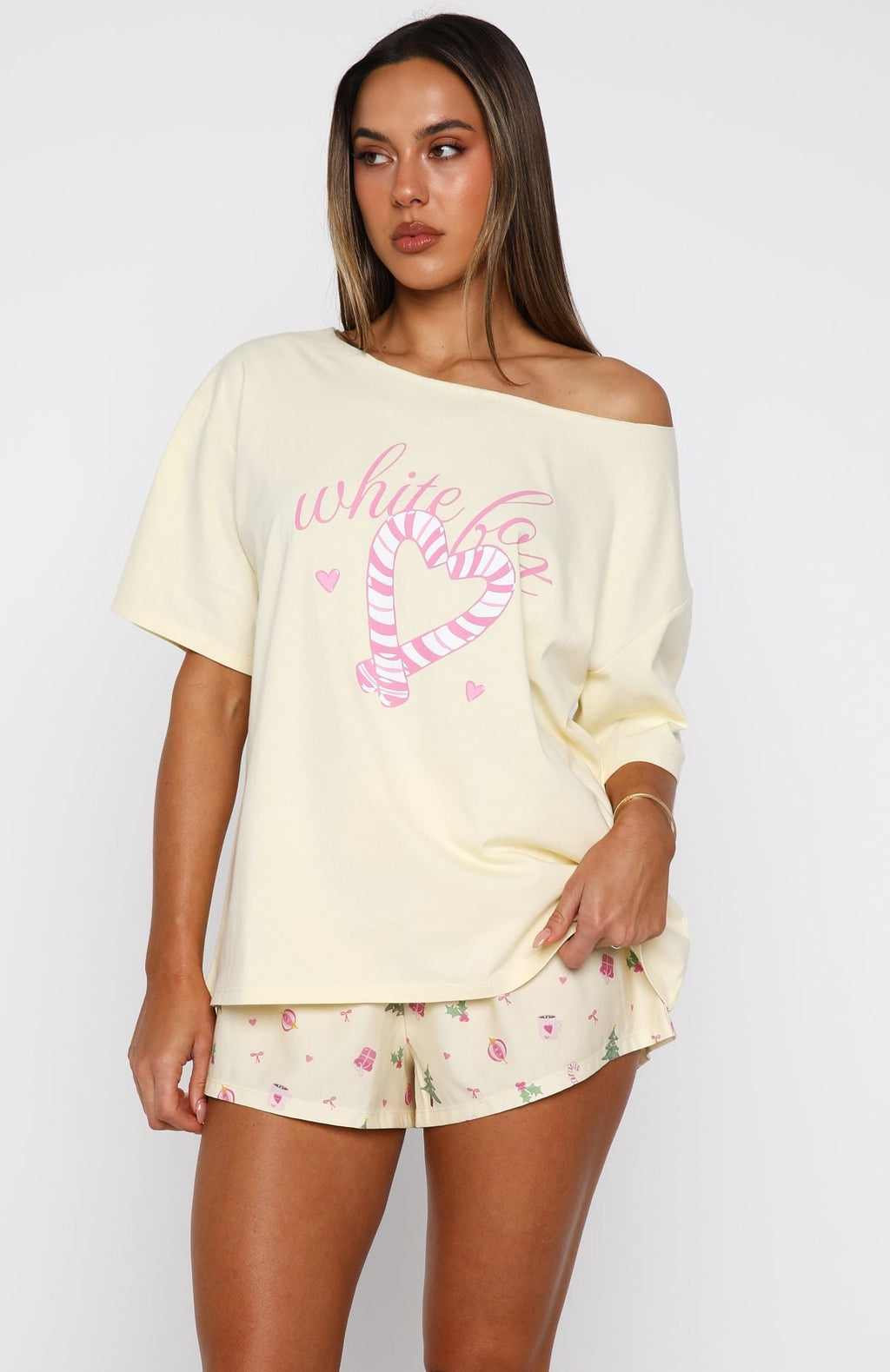 White Fox Sweetheart Pyjama Short Festive Flicker