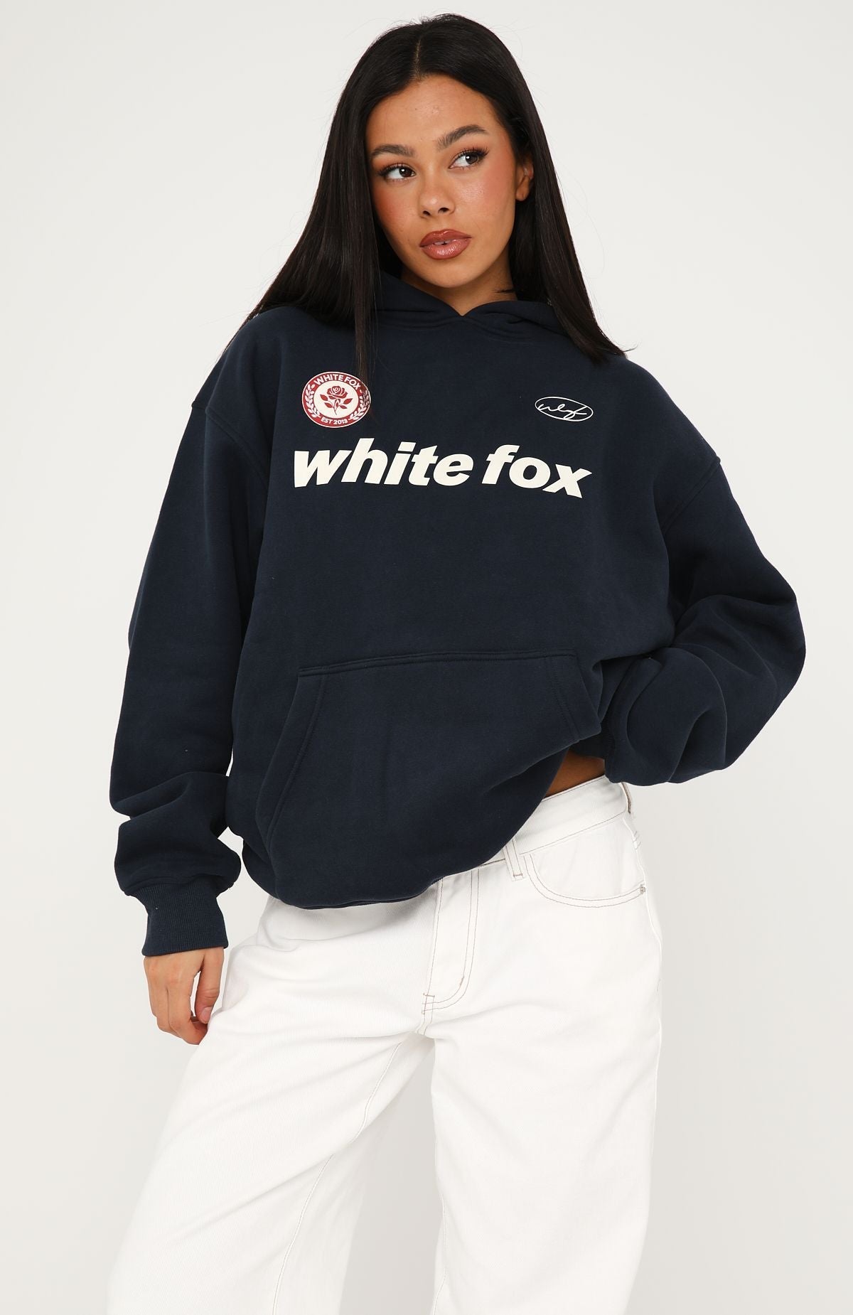 White Fox No Matter What Happens Oversized Hoodie Navy
