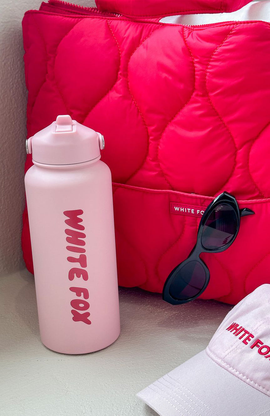 White Fox Staying Hydrated Drink Bottle 1L Pink/Red