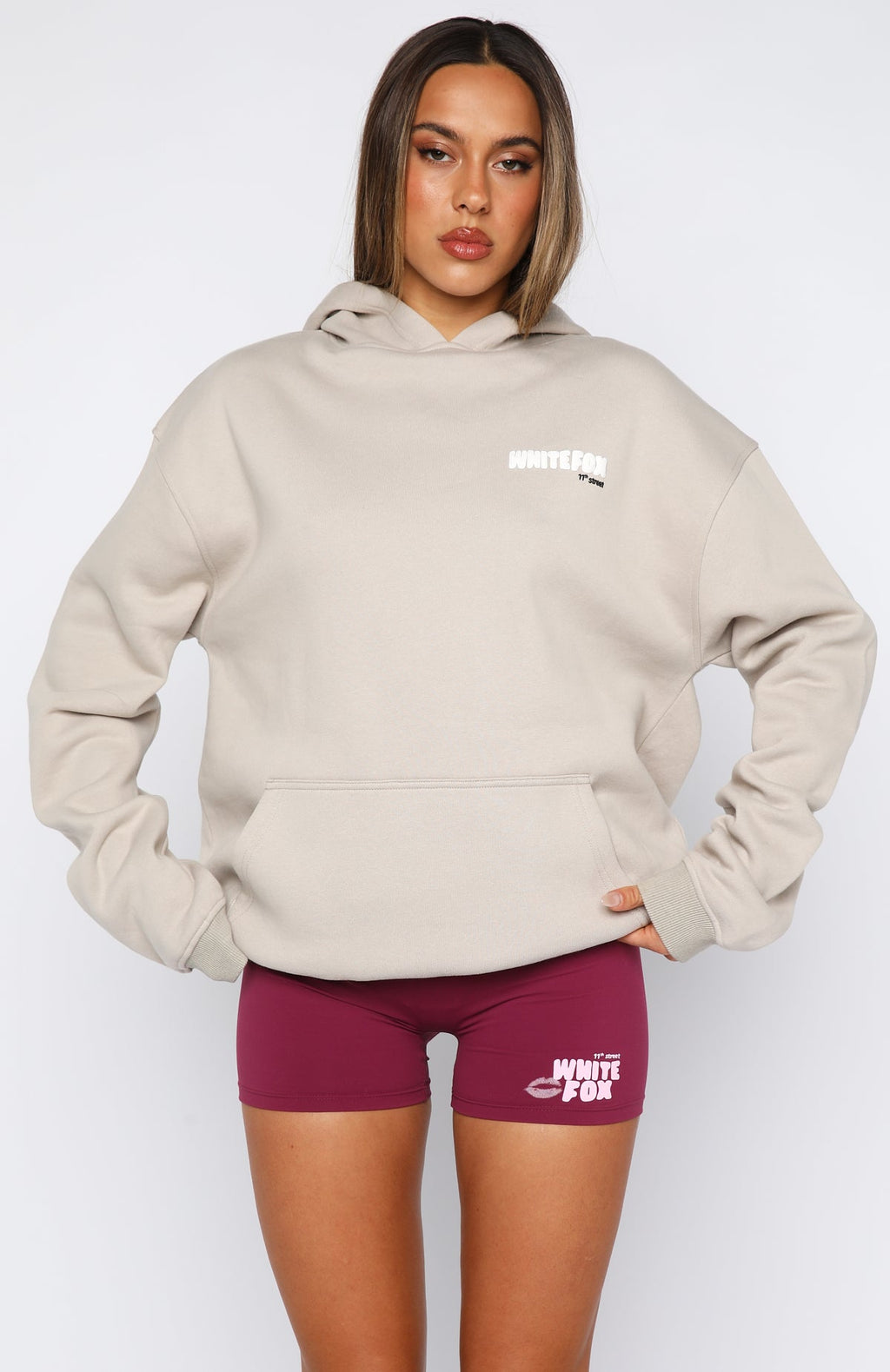White Fox 11th Street She's So Lucky Oversized Hoodie Moon Kiss