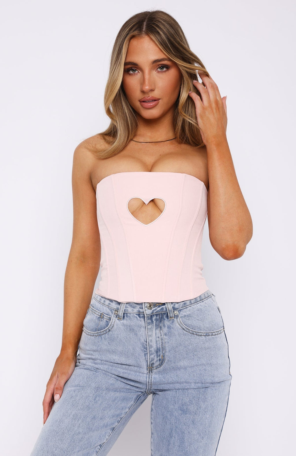 White Fox Never Love Again Strapless Bustier Baby Pink