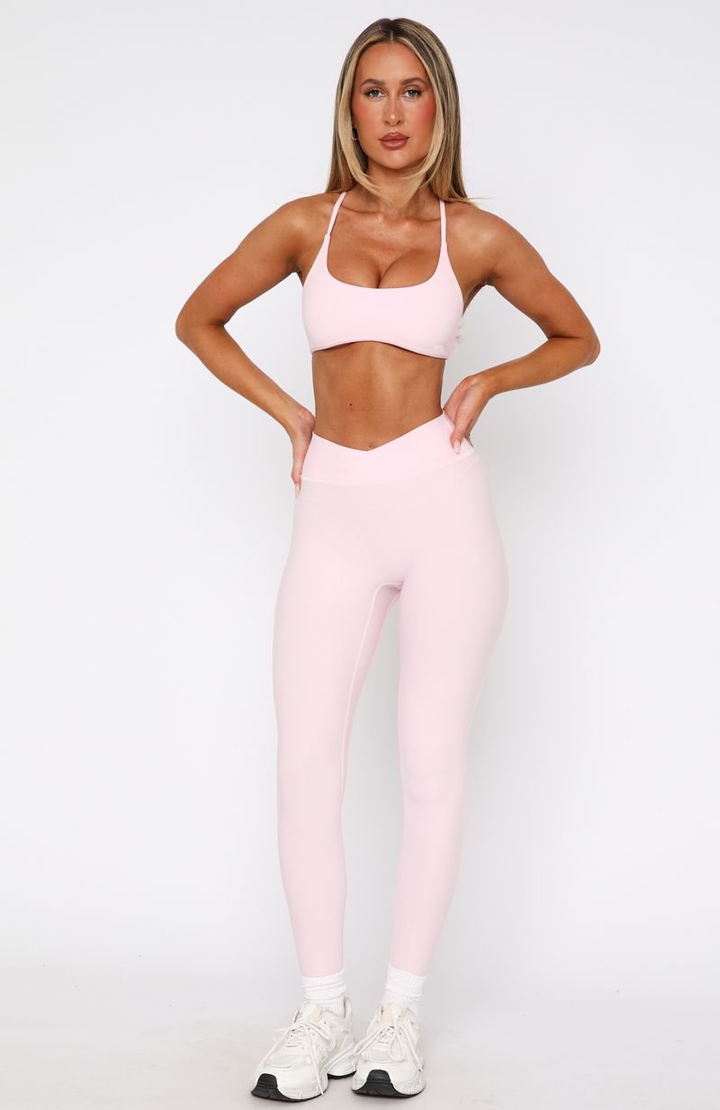 White Fox Ready Set Go Cross Front Leggings Ballet Pink