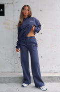 White Fox Match Your Words Wide Leg Sweatpants Navy