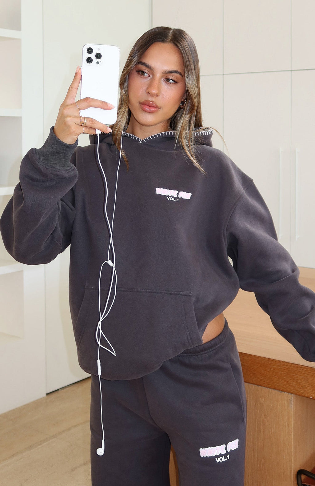 White Fox Vol. 1 Oversized Hoodie Charcoal