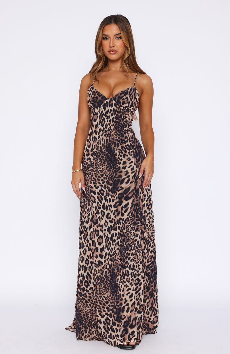 White Fox A Day In Nice Maxi Dress Leopard