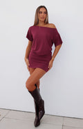 White Fox My Own Hero Mini Dress Plum
