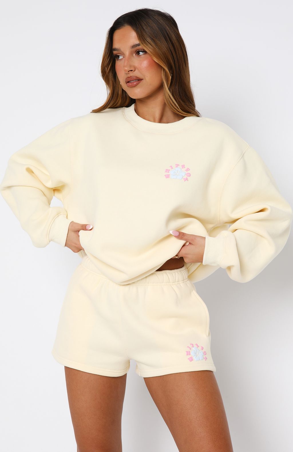 White Fox Keep Blooming Lounge Shorts Lemon