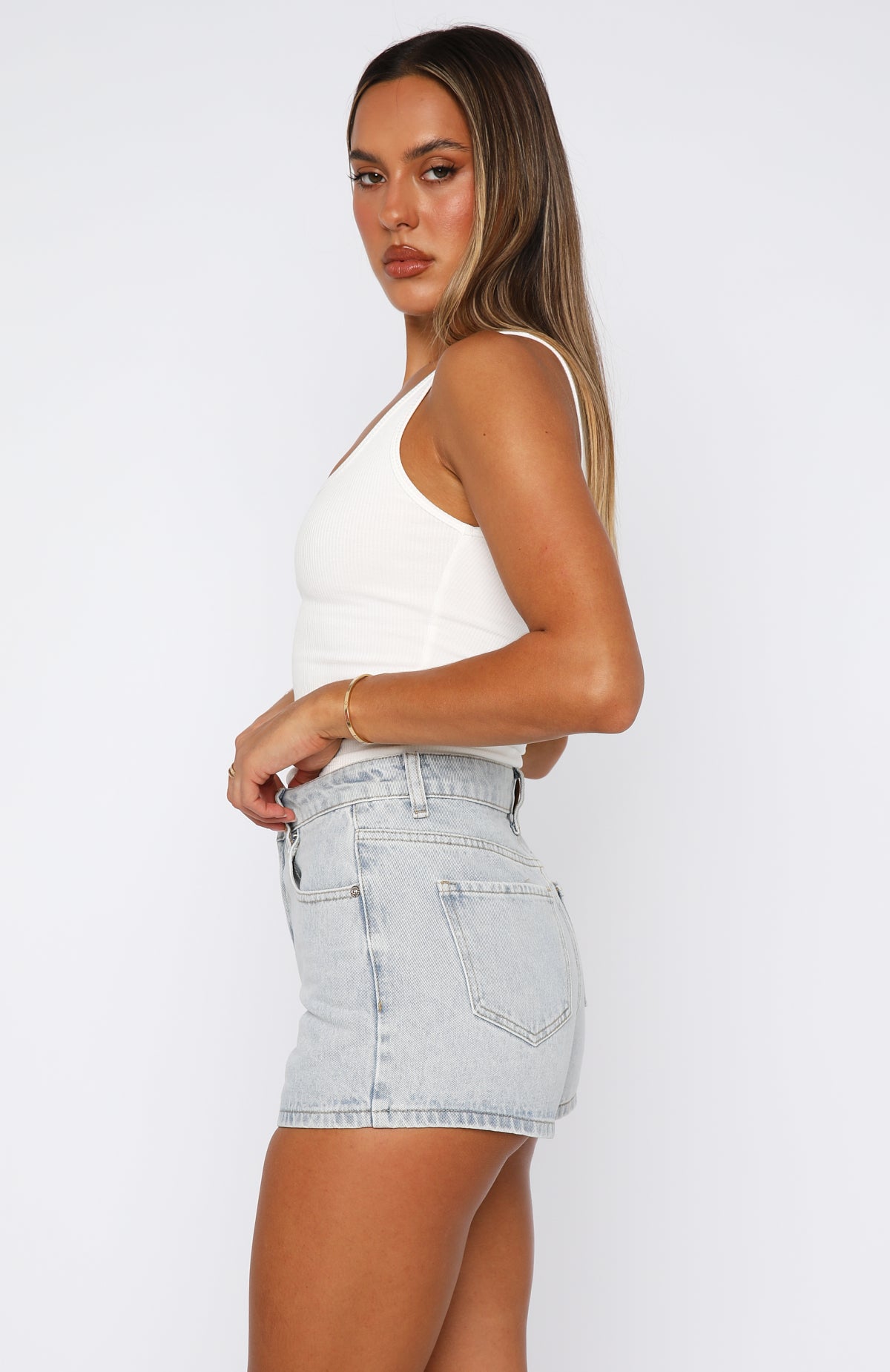 White Fox Emerson Denim Shorts Glacier Blue Wash