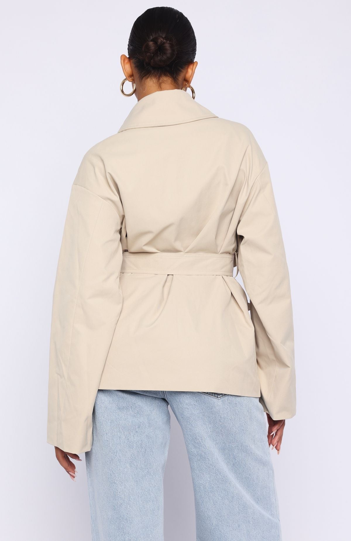 White Fox Could Touch Cropped Trench Jacket Sand