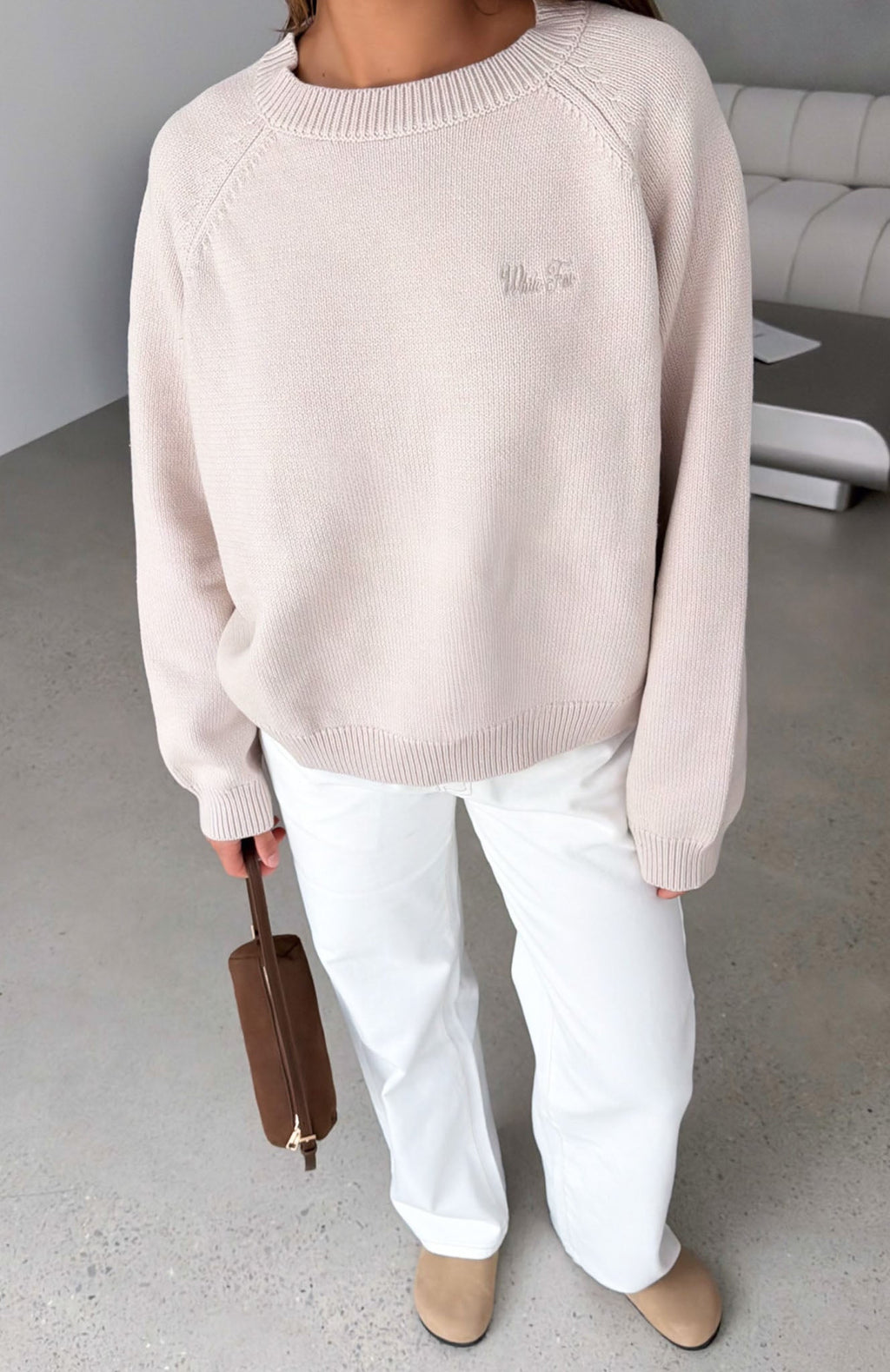White Fox Reia Knit Sweater Oat