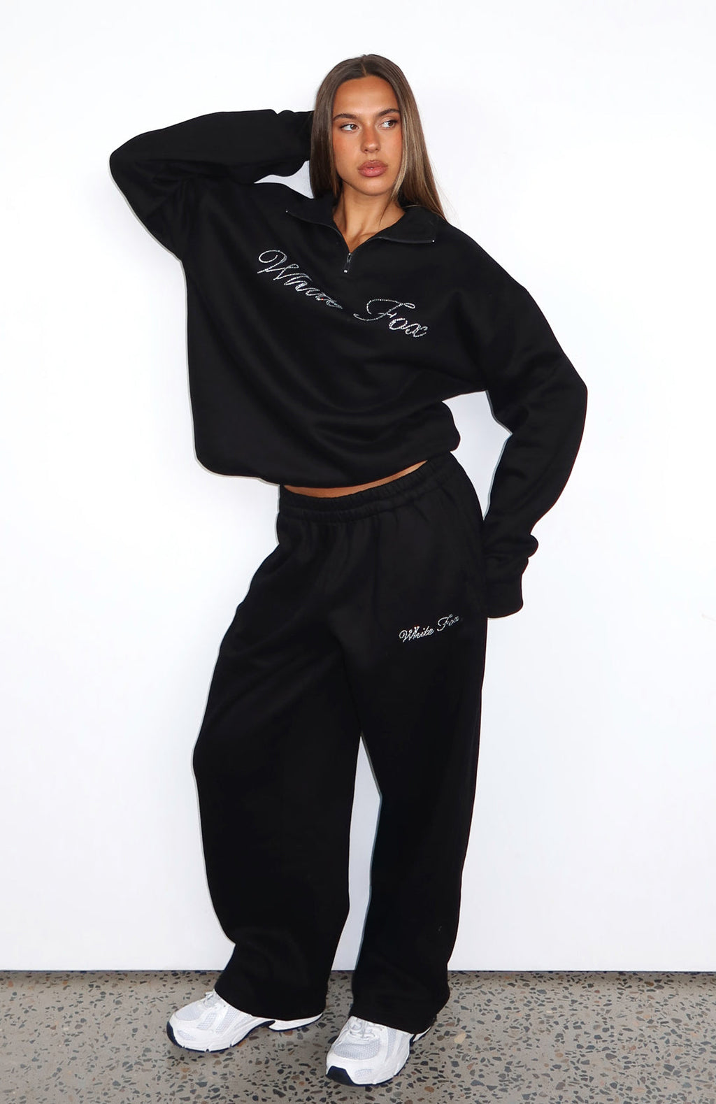 White Fox Make It Or Break It Barrel Leg Sweatpants Black