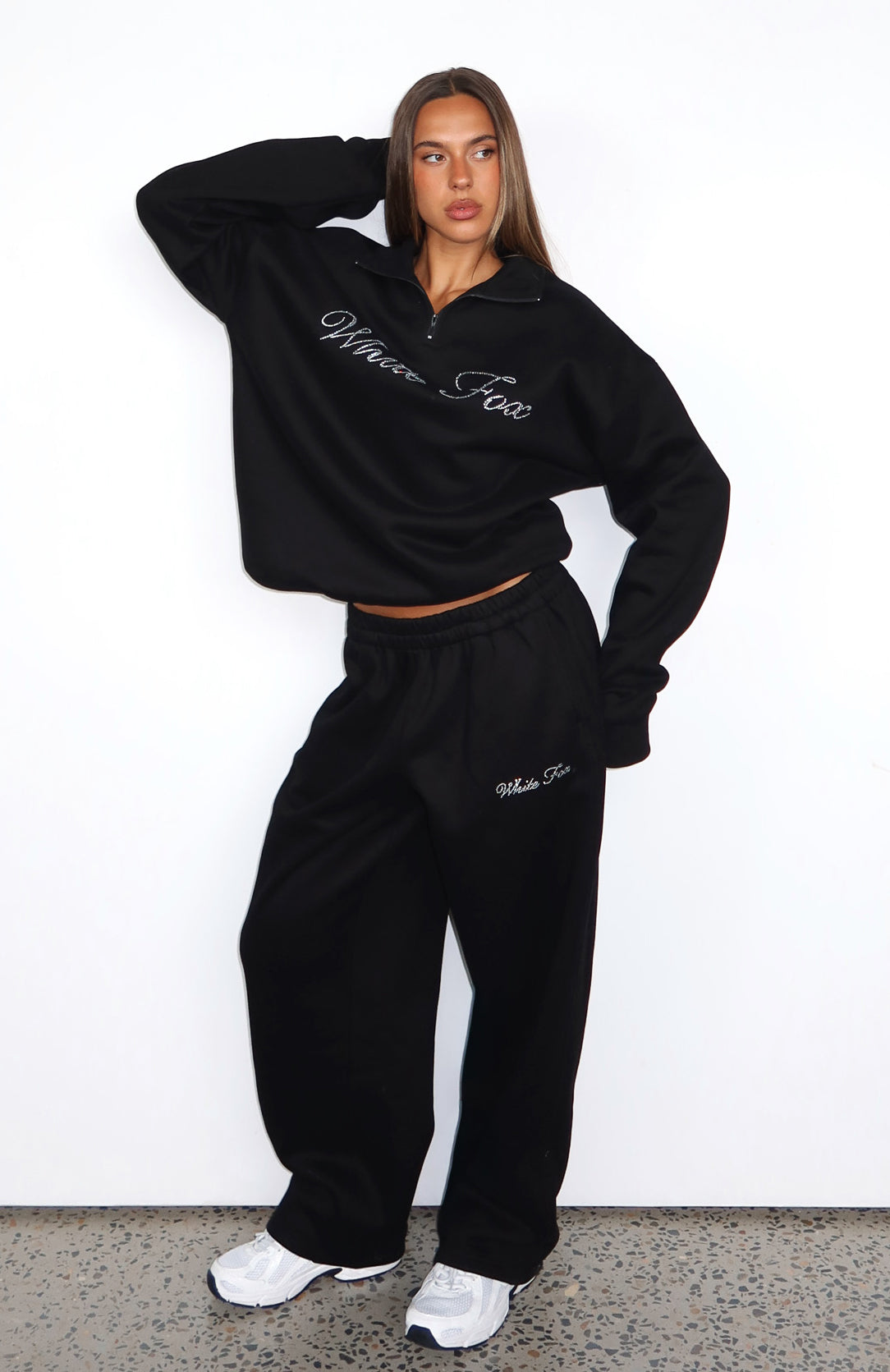 White Fox Make It Or Break It Barrel Leg Sweatpants Black