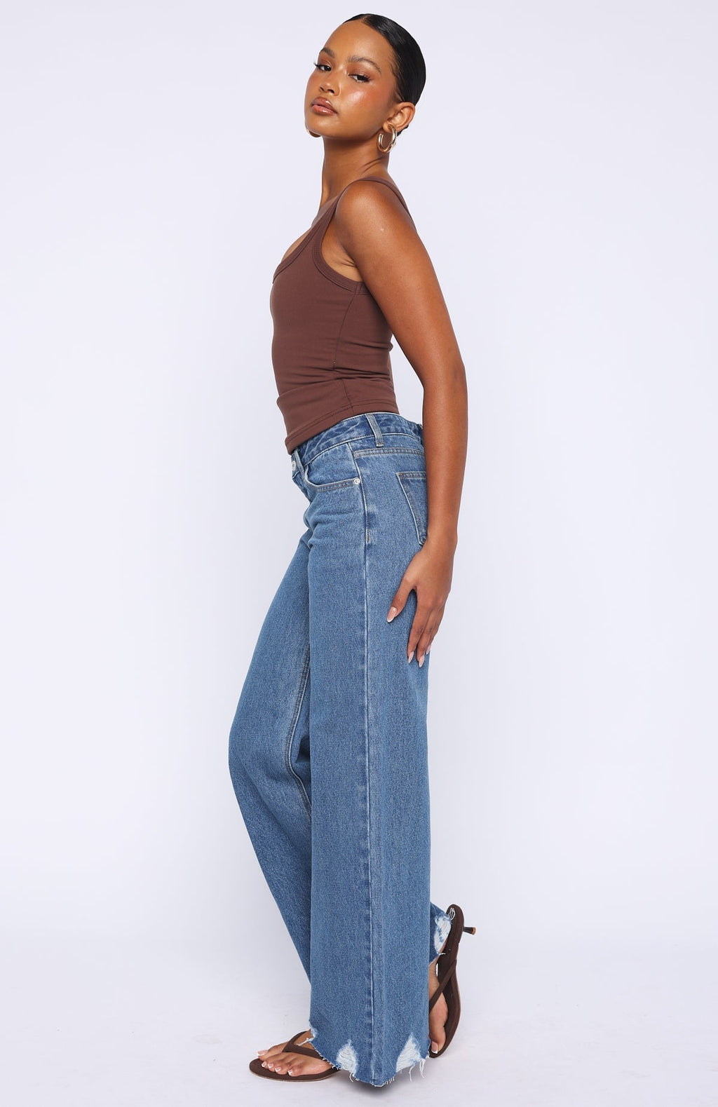 White Fox Big City Dreams Mid Rise Wide Leg Jeans Admiral Blue