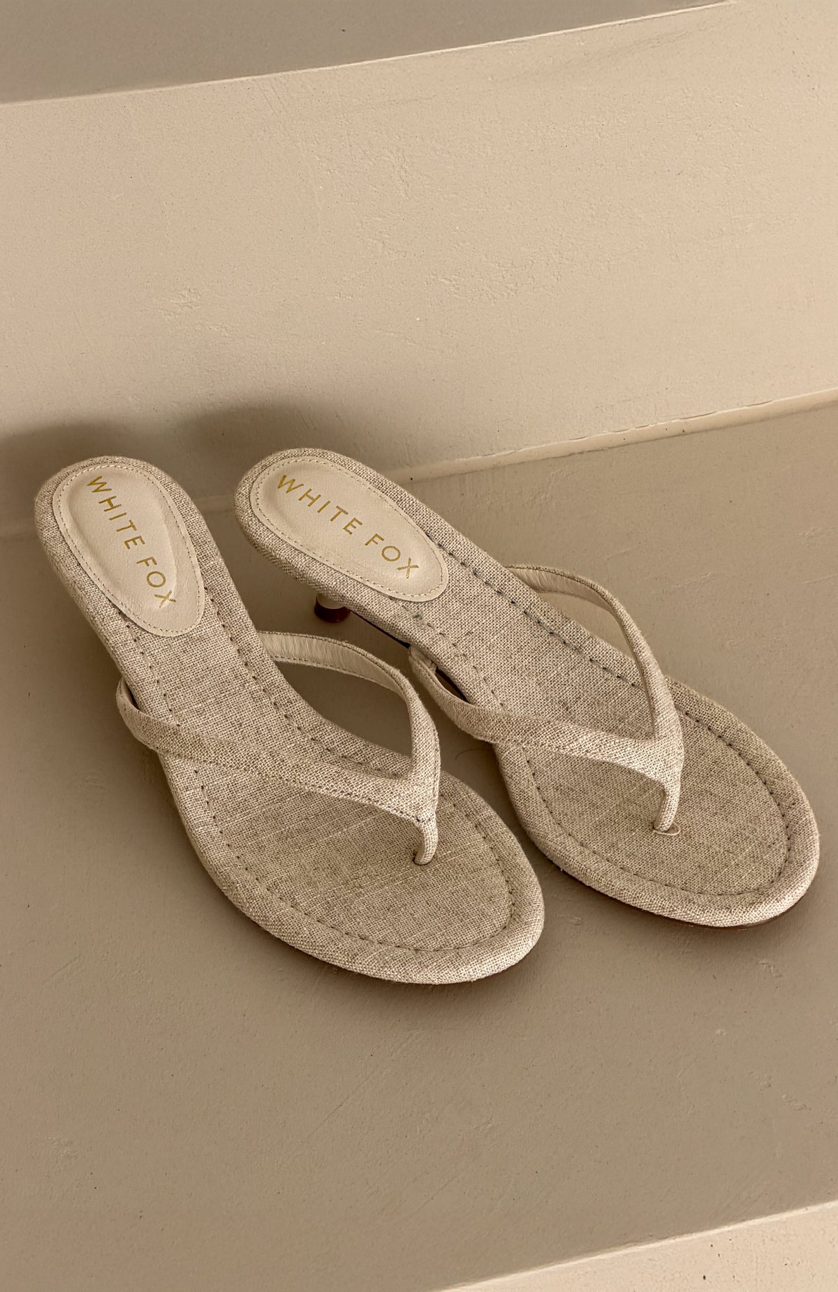 White Fox Orion Thong Kitten Mules Oat