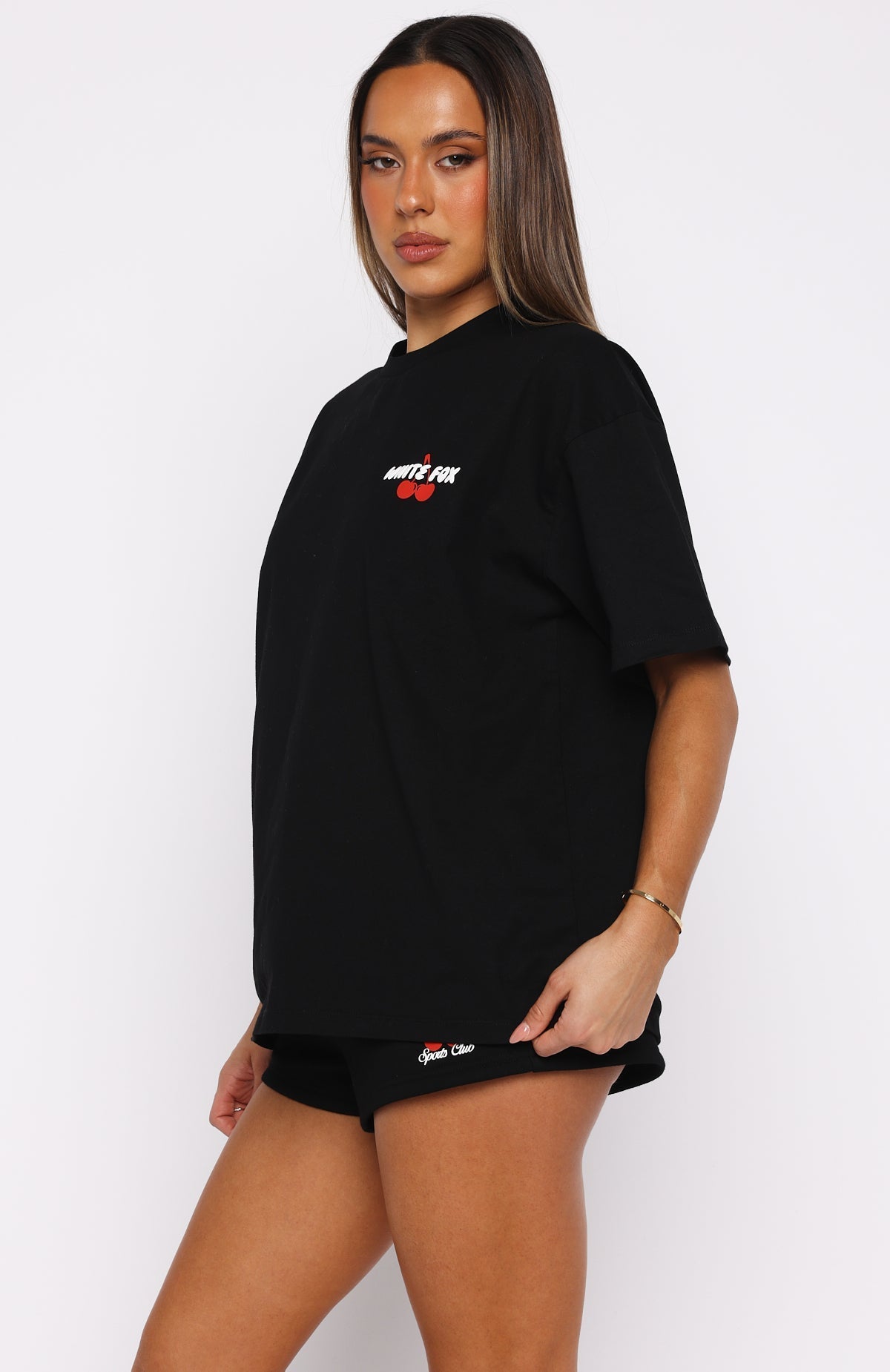 White Fox Club 14 Cassie Oversized Tee Black