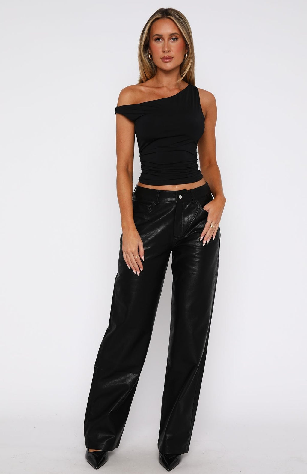 White Fox Bring The Style PU Pants Black