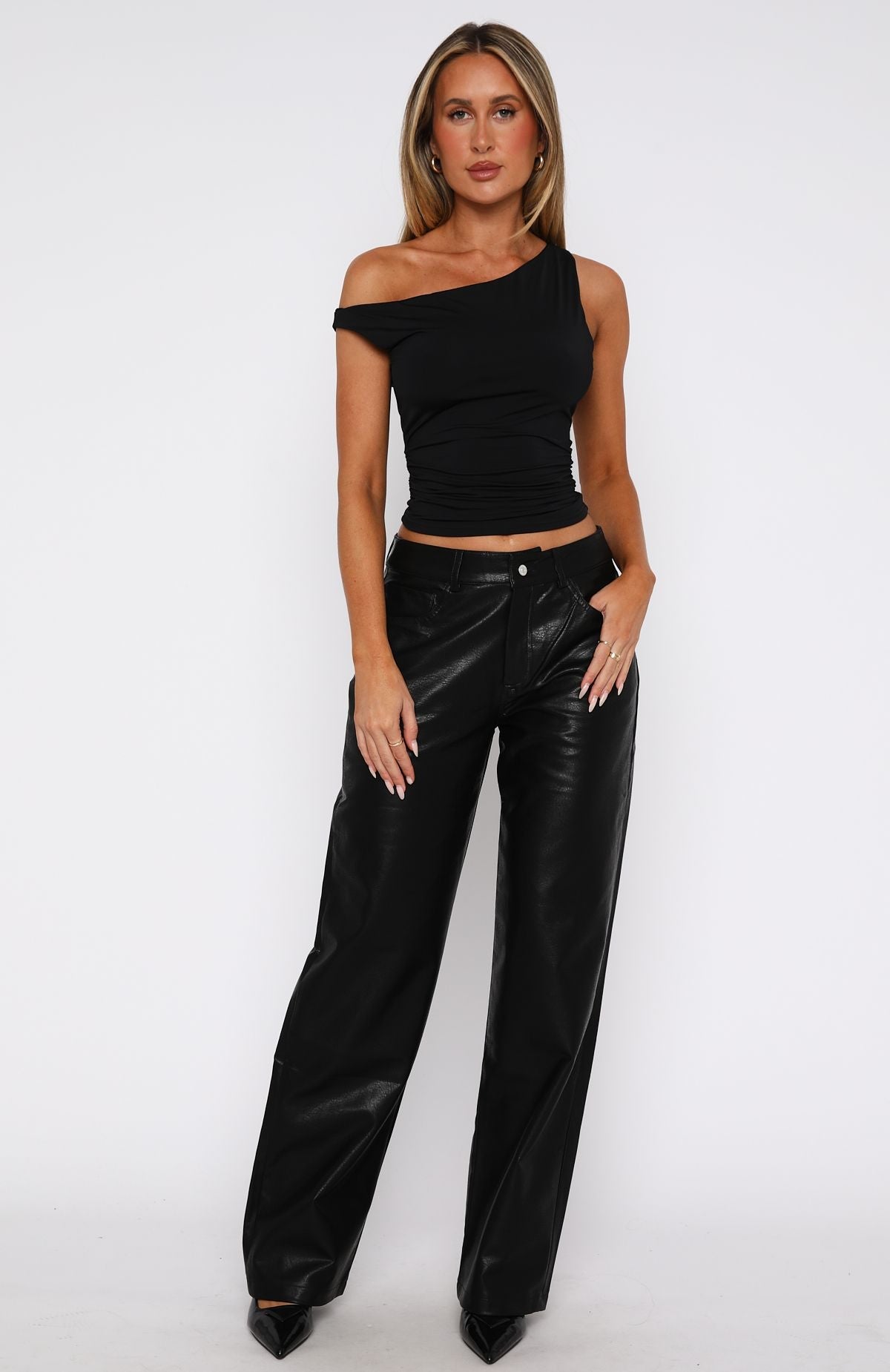 White Fox Bring The Style PU Pants Black